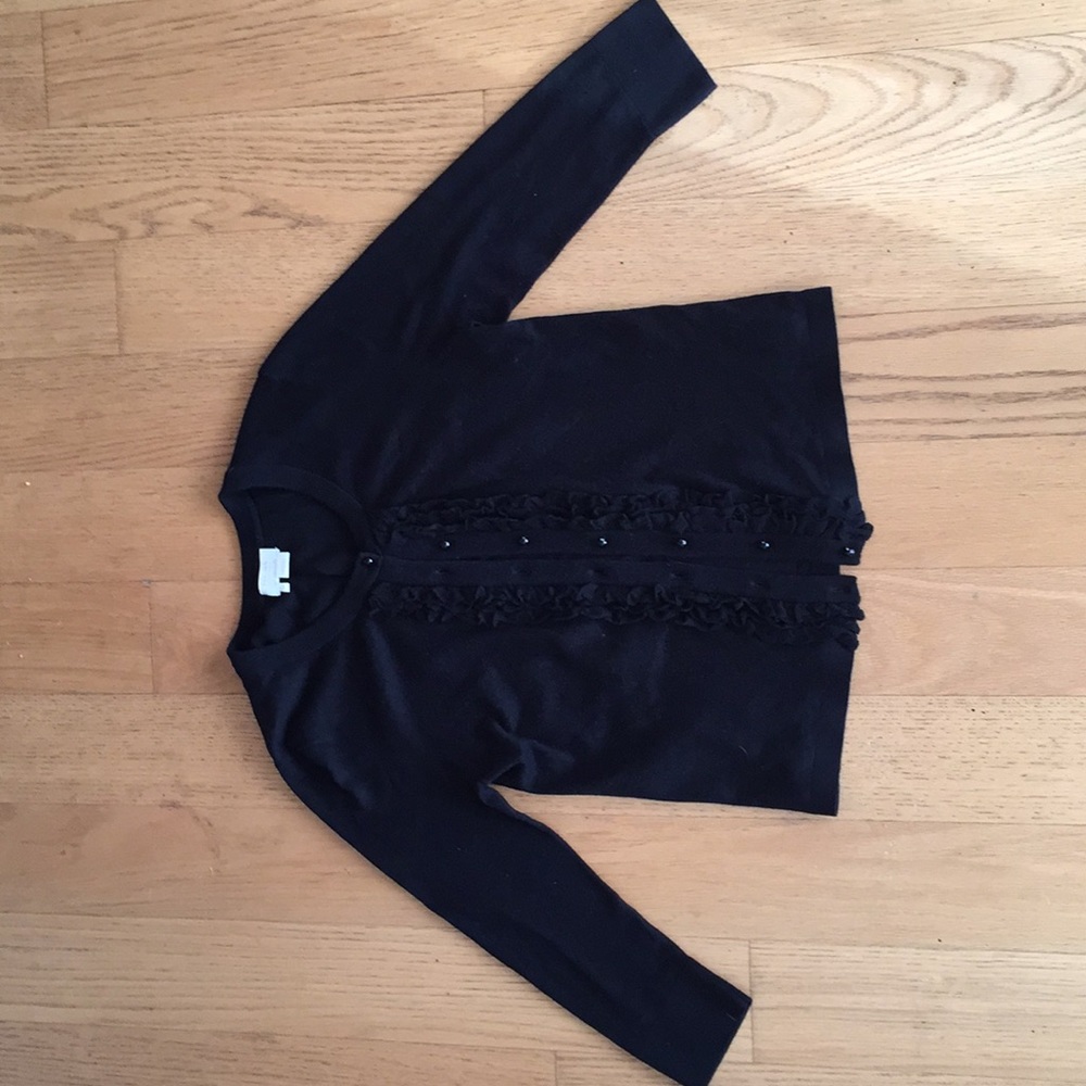 Kate spade black cardigan with ruffles sweater M